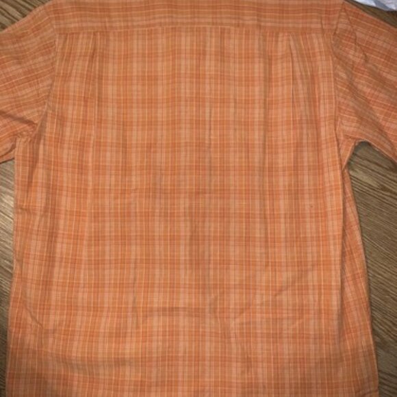 Columbia Mens Orange Short Sleeve Button Up Large Casual Shirt With Logo Pocket - Picture 7 of 7